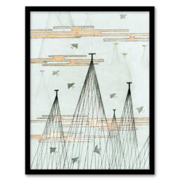 Artery8 Shin Bijutsukai Framed Wall Art Print Skyscape With Birds Flying in Blue - Size: A4 - thumbnail 1