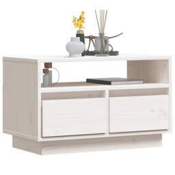 Berkfield Home TV Cabinet White 60x35x37 cm Solid Wood Pine - Size: 60 x 35 x 37 cm - thumbnail 4