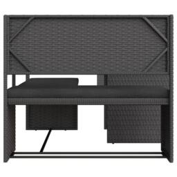 Berkfield Home Garden Sofa with Table & Cushions L-Shaped Black Poly Rattan - thumbnail 4
