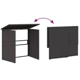 Berkfield Home Garden Sofa with Table & Cushions L-Shaped Black Poly Rattan - thumbnail 5