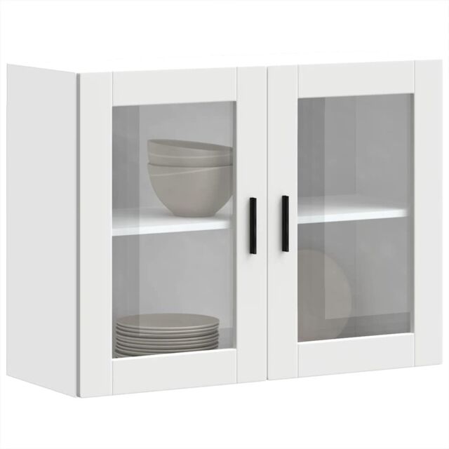 Berkfield Home Kitchen Wall Cabinet with Glass Door Porto White - image 1