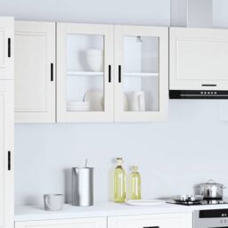 Berkfield Home Kitchen Wall Cabinet with Glass Door Porto White - thumbnail 3