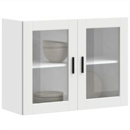 Berkfield Home Kitchen Wall Cabinet with Glass Door Porto White - thumbnail 1