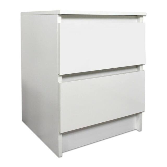 LUXURY LIFE Olivia Matt Chest of Drawers Bedside 2 Drawer Cabinet in White - image 1