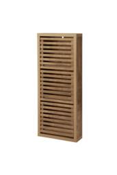 Home Source Luna Compact Shoe Storage Cabinet Rack Stand Cupboard 3 Slatted Doors in Brown - thumbnail 2