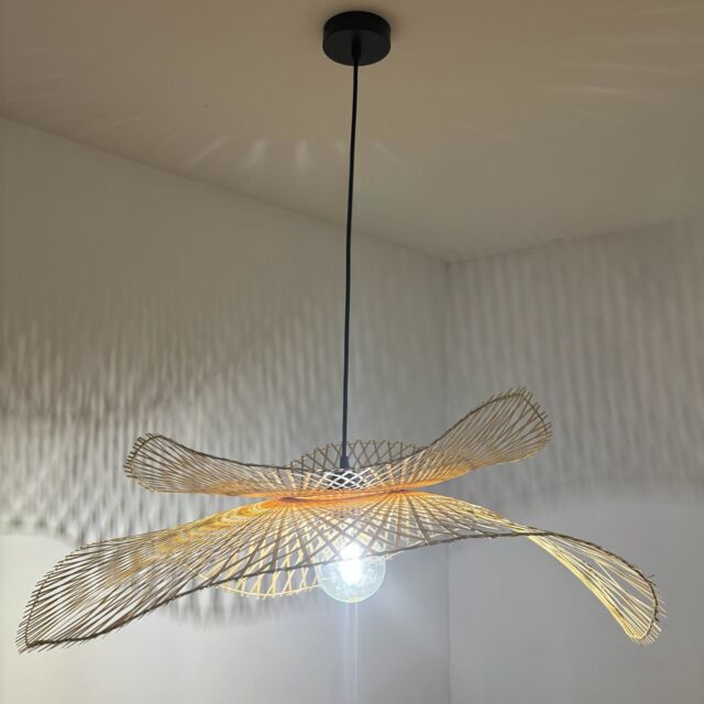 CGC Lighting 'Tulul' Duo 80cm & 56cm Natural Bamboo Wave Easy Fit Lampshade - image 1