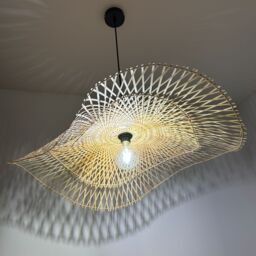 CGC Lighting 'Tulul' Duo 80cm & 56cm Natural Bamboo Wave Easy Fit Lampshade - thumbnail 8