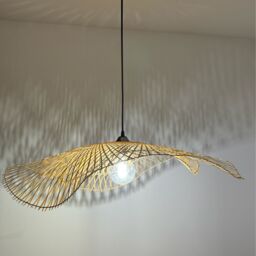 CGC Lighting 'Tulul' Duo 80cm & 56cm Natural Bamboo Wave Easy Fit Lampshade - thumbnail 2