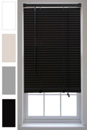 Furnished Venetian Window Blinds Trimmable 25mm PVC Slats in Black - Size: 70 cm width x 210 cm drop
