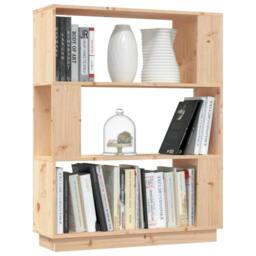 Berkfield Home Beautiful Book Cabinet/Room Divider 80x25x101 cm Solid Wood Pine in Light Tan - Size: 80 x 25 x 101 cm - thumbnail 4