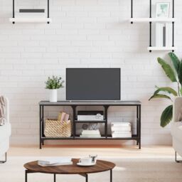 Berkfield Home TV Cabinet Grey Sonoma 100x35x45 cm Engineered Wood&Iron - Size: 100 x 35 x 45 cm