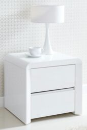 Time4sleep Ice White High Gloss 2 Drawer Bedside