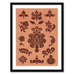 Artery8 GA & MA Audsley Framed Wall Art Print Medieval Botanical Pattern in Pink - Size: A4 - thumbnail 1
