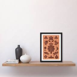 Artery8 GA & MA Audsley Framed Wall Art Print Medieval Botanical Pattern in Pink - Size: A4 - thumbnail 2