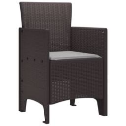 Berkfield Home Garden Chair Set of 2 Brown Rattan Standard Durable - thumbnail 4