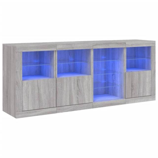 Berkfield Home Sideboard with LED Lights Grey Sonoma 164x37x67 cm - Size: 164 x 37 x 67 cm - image 1