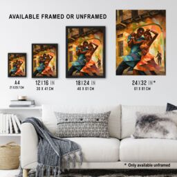 Artery8 Wall Art Print Salsa Cuban Street Dance Colourful Dancing Painting Rhythm Body Energy Theatre Arts Artwork Art Framed - Size: A4 - thumbnail 3