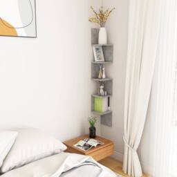 Berkfield Home Wall Corner Shelf Concrete Grey 20x20x127.5 cm Engineered Wood - thumbnail 5