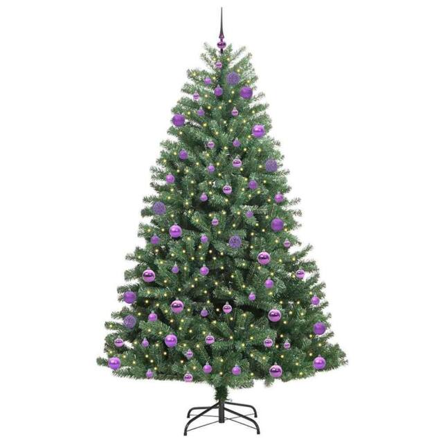 Berkfield Home Realistic Artificial Hinged Christmas Tree Green 240 cm PVC & Metal - image 1