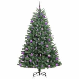 Berkfield Home Realistic Artificial Hinged Christmas Tree Green 240 cm PVC & Metal - thumbnail 4