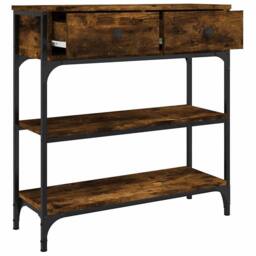 Berkfield Home Decorative Console Table Smoked Oak 72.5x25x75 cm Engineered Wood in Brown - thumbnail 4