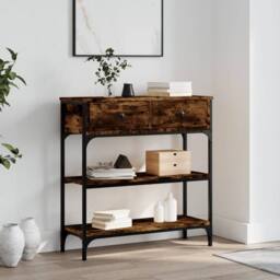 Berkfield Home Decorative Console Table Smoked Oak 72.5x25x75 cm Engineered Wood in Brown - thumbnail 2