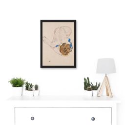 Artery8 Egon Schiele Model With Blue Stockings Artwork Framed Wall Art Print A4 in Black - thumbnail 2