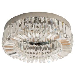 HOMCOM Crystal Ceiling Light Modern Chandeliers Stainless Steel in Silver - thumbnail 2