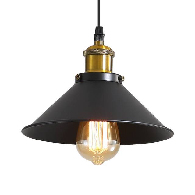Goeco Vintage Retro Black Pendant Light, Shade Loft Iron Umbrella, E27 - image 1