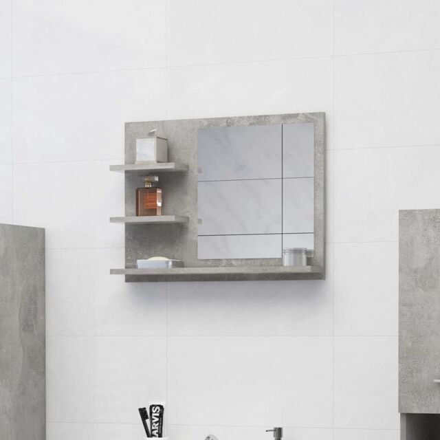 Berkfield Home Bathroom Mirror Concrete Grey 60x10.5x45 cm Engineered Wood - image 1