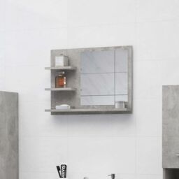 Berkfield Home Bathroom Mirror Concrete Grey 60x10.5x45 cm Engineered Wood - thumbnail 1