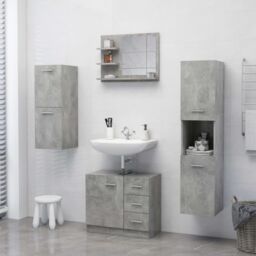 Berkfield Home Bathroom Mirror Concrete Grey 60x10.5x45 cm Engineered Wood - thumbnail 6