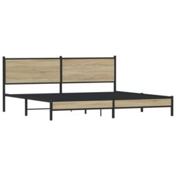 Berkfield Home Metal Bed Frame without Mattress Sonoma Oak 200x200 cm in Brown - thumbnail 4