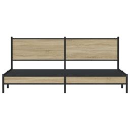 Berkfield Home Metal Bed Frame without Mattress Sonoma Oak 200x200 cm in Brown - thumbnail 5