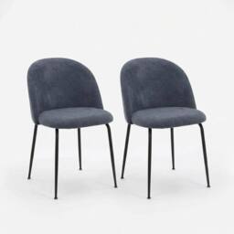 Havendro Steel Blue Set of 2 Padded Dining Chairs Sand Blasted Metal - thumbnail 4