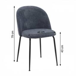 Havendro Steel Blue Set of 2 Padded Dining Chairs Sand Blasted Metal - thumbnail 2