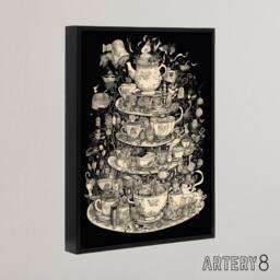"Artery8 Alice Adventures In Wonderland Tea Party Framed Canvas Wall Art Print in Black - Size: W12"" x H16""" - thumbnail 2