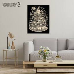 "Artery8 Alice Adventures In Wonderland Tea Party Framed Canvas Wall Art Print in Black - Size: W12"" x H16""" - thumbnail 3