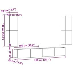 Berkfield Home Wall Mounted TV cabinets 4 pcs Artisan Oak Engineered Wood in Brown - thumbnail 9