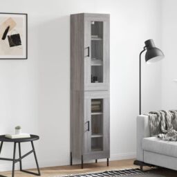 Berkfield Home Highboard Grey Sonoma 34.5x34x180 cm Engineered Wood - thumbnail 1