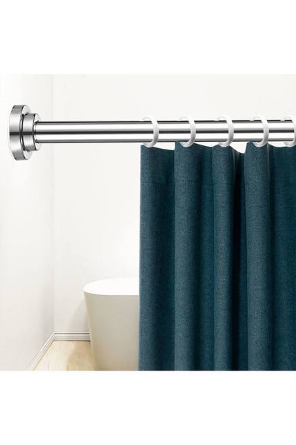Living and Home Stainless Steel Telescopic Curtain Rod in Silver - Size: 90 cm - image 1