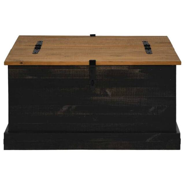 Berkfield Home Storage Chest HALDEN Black 91x91x47 cm Solid Wood Pine - Size: 91 x 91 x 47 cm - image 1