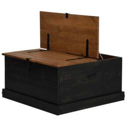 Berkfield Home Storage Chest HALDEN Black 91x91x47 cm Solid Wood Pine - Size: 91 x 91 x 47 cm - thumbnail 5