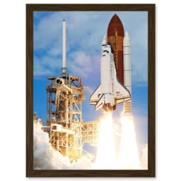 Artery8 Space Nasa Shuttle Discovery Rocket Launch USA Photo Artwork Framed Wall Art Print A4 in Brown - thumbnail 1
