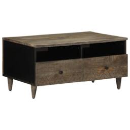 Berkfield Home Coffee Table Light Grey 80x54x40 cm Solid Wood Mango - Size: 80 x 54 x 40 cm - thumbnail 2