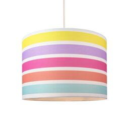 Happy Homewares Modern & Cute Multi Coloured Rainbow Stripe Cotton Fabric Lamp Shade - Size: 12 inches - thumbnail 2