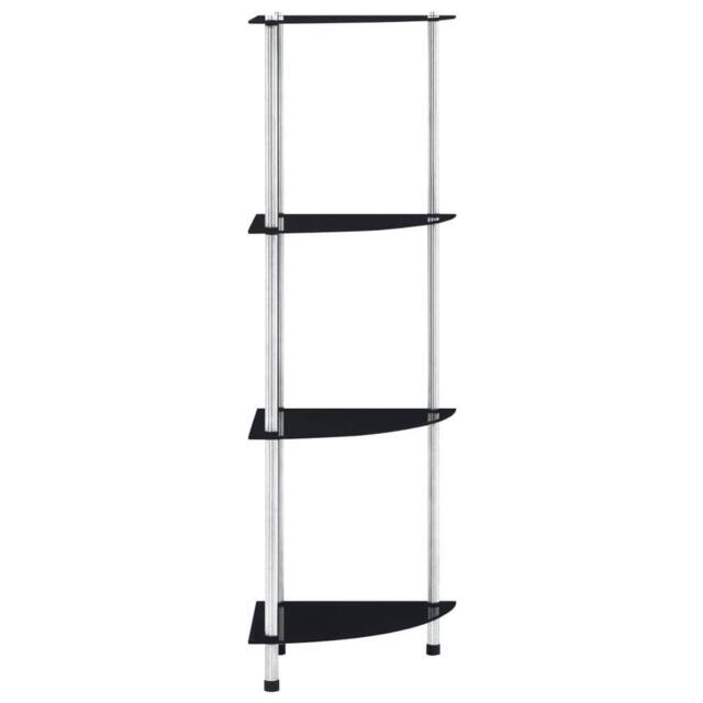 Berkfield Home Durable 4-Tier Shelf Black 30x30x100 cm Tempered Glass - Size: 30 x 30 x 100 cm