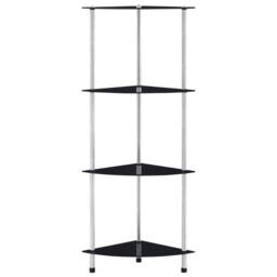 Berkfield Home Durable 4-Tier Shelf Black 30x30x100 cm Tempered Glass - Size: 30 x 30 x 100 cm - thumbnail 3