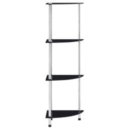 Berkfield Home Durable 4-Tier Shelf Black 30x30x100 cm Tempered Glass - Size: 30 x 30 x 100 cm