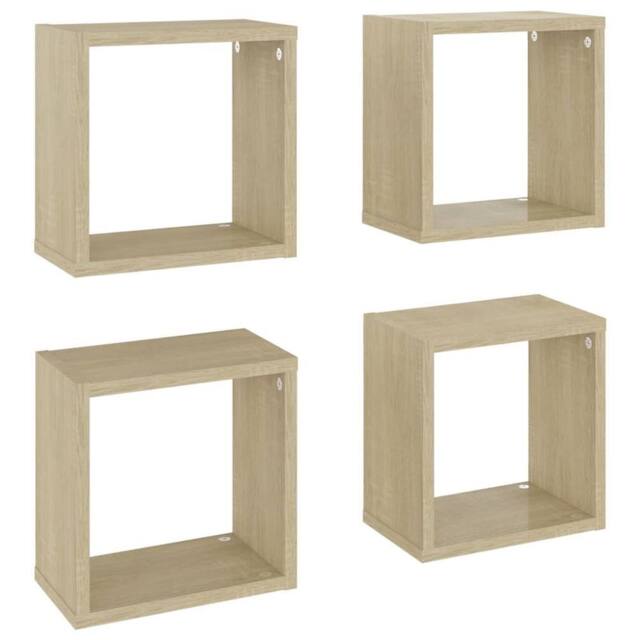 Berkfield Home Wall Cube Shelves 4 pcs Sonoma Oak 26x15x26 cm in Brown - Size: 26 x 15 x 26 cm - image 1